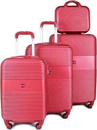 Luggage District Safari ABS Luggage Trolley Set 4 Piece, Red