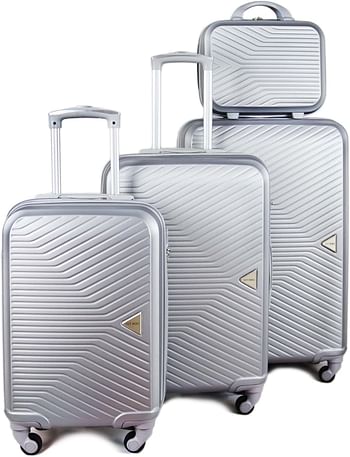 Luggage District Elegant ABS Luggage Trolley Set 4 Piece, Silver