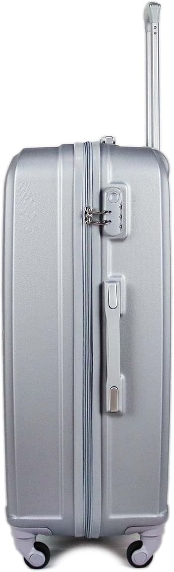 Luggage District Elegant ABS Luggage Trolley Set 4 Piece, Silver