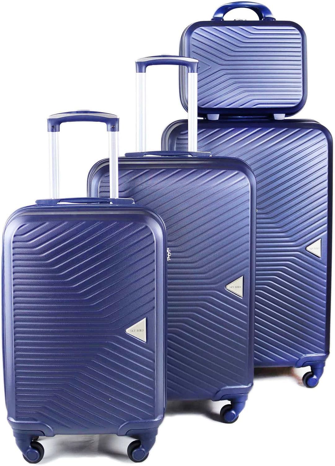 Luggage District Elegant ABS Luggage Trolley Set 4 Piece, Navy Blue