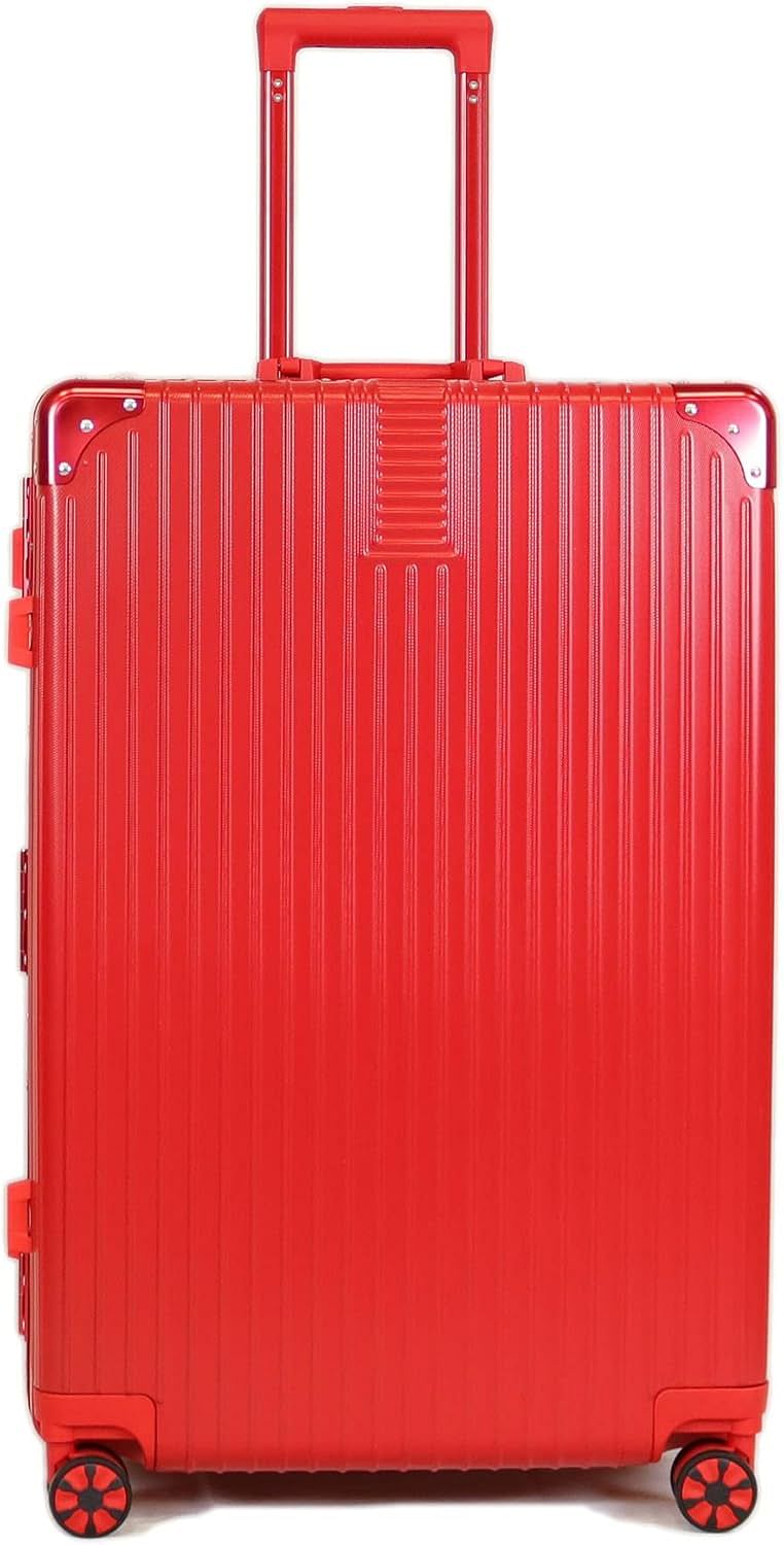 Luggage District Aluminum Frame Ultra-Light Medium Checked-in Bag 24inch, Red