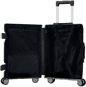 Luggage District Aluminum Frame Ultra-Light Medium Checked-in Bag 24inch, Black