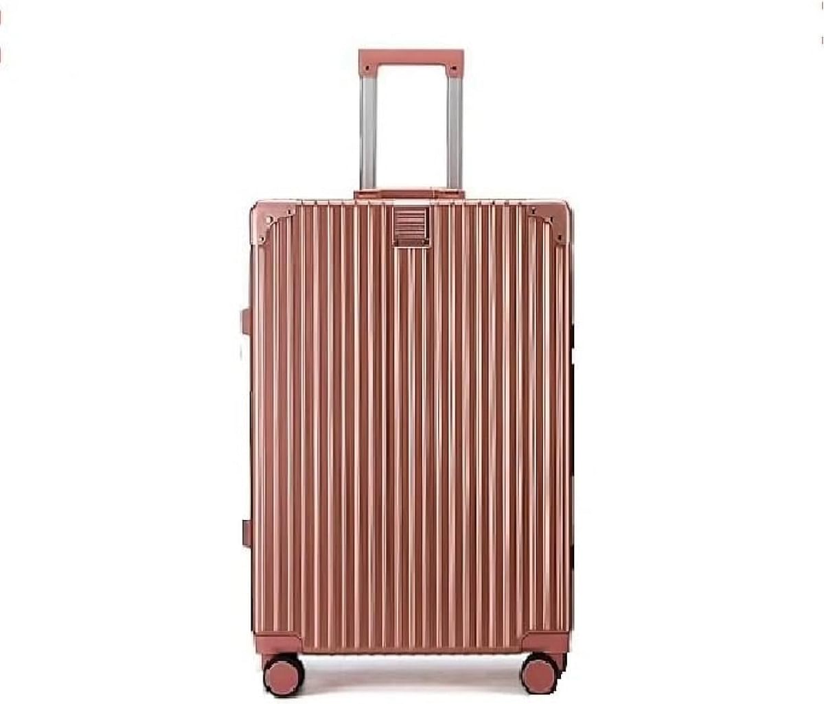 Luggage District Aluminum Frame Ultra-Light Medium Checked-in Bag 24inch, Rose Gold