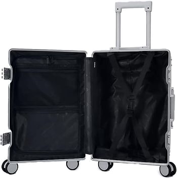 Luggage District Aluminum Frame Ultra-Light Medium Checked-in Bag 24inch, Black