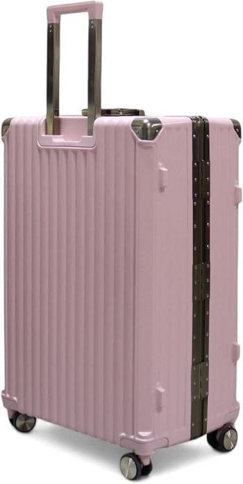 Luggage District Aluminum Frame Premium 3 Piece Trolley Set, Pink