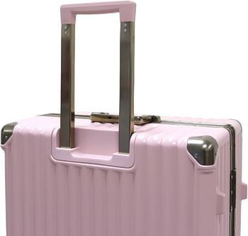 Luggage District Aluminum Frame Premium 3 Piece Trolley Set, Pink