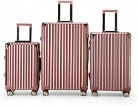 Luggage District Aluminum Frame Premium 3 Piece Trolley Set, Rose Gold