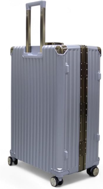 Luggage District Aluminum Frame Premium Medium Checked-in Bag 24inch, Silver