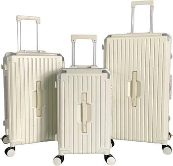 Luggage District 3-Piece Set with Aluminum Frame – Durable, Lightweight & Stylish Travel Suitcase, Silver