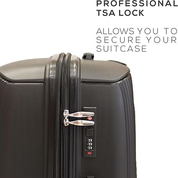 Luggage District Bett 1-Piece Small Size 20-inch PP Hardside Expandable Suitcase, Black