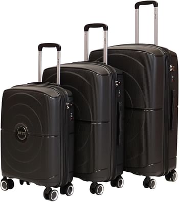 Luggage District Bett 3-Piece Set PP Hardside Expandable Suitcase, Black