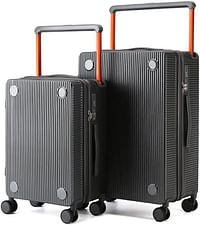 Luggage District Skybird 2-Piece Luggage Set with Wide Modern Handle, Dark Gray