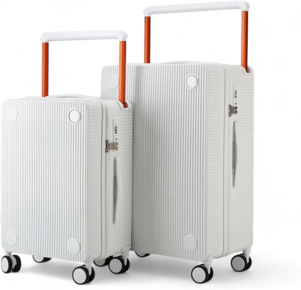 Luggage District Skybird 2-Piece Luggage Set with Wide Modern Handle, White