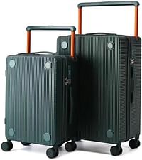 Luggage District Skybird 2-Piece Luggage Set with Wide Modern Handle, Dark Green