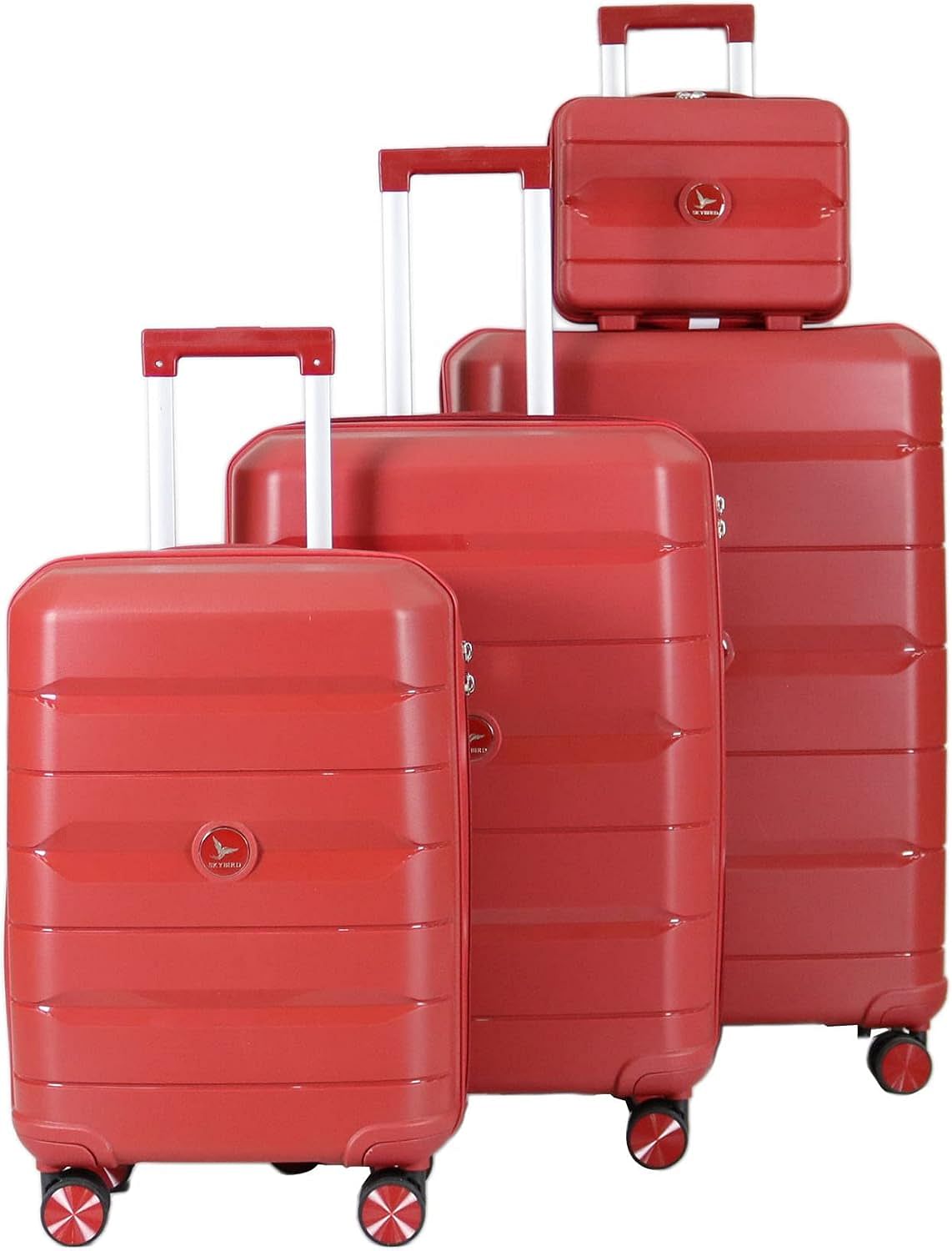 Luggage District PP Luggage Trolley Set 4 Pieces, Red