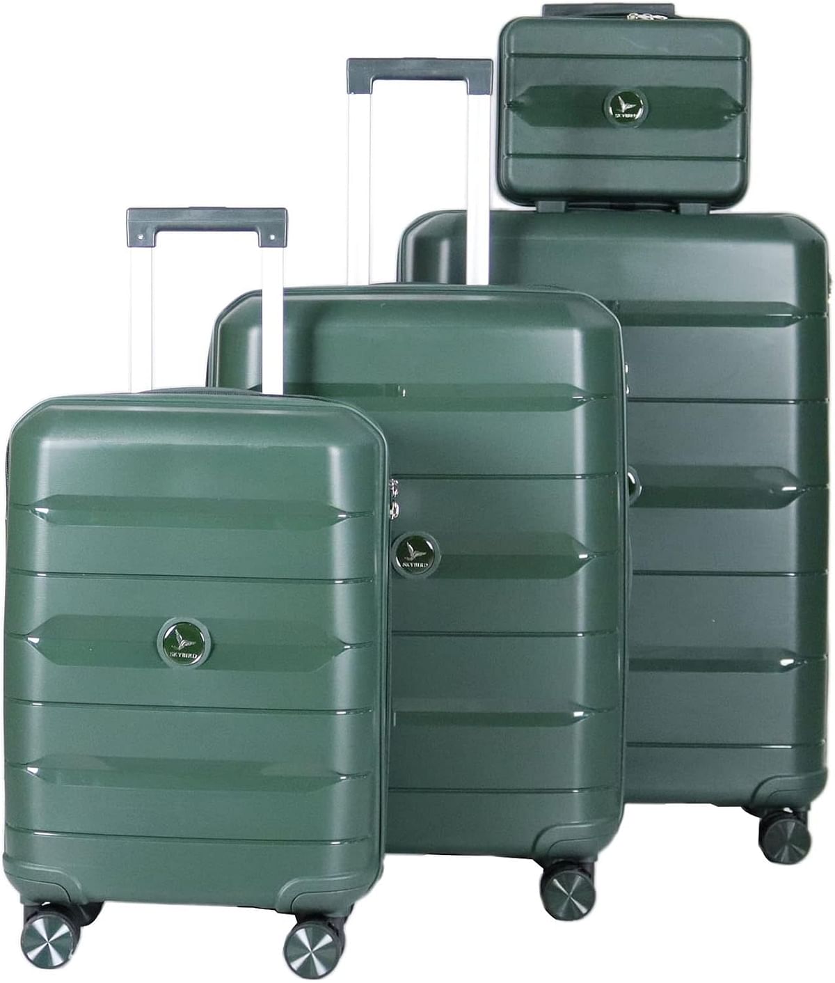 Luggage District PP Luggage Trolley Set 4 Pieces, Dark Green