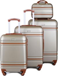 Luggage District Lines ABS Luggage Trolley Set 4 Piece, Silver