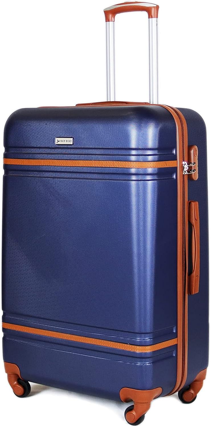 Luggage District Lines ABS Luggage Trolley Bag 1 Piece Small Size 20" inch, Dark Blue