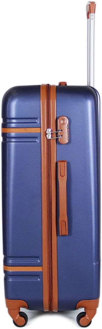 Luggage District Lines ABS Luggage Trolley Bag 1 Piece Small Size 20" inch, Dark Blue