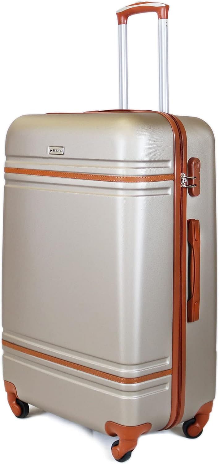 Luggage District Lines ABS Luggage Trolley Bag 1 Piece Medium Size 24" inch, Silver