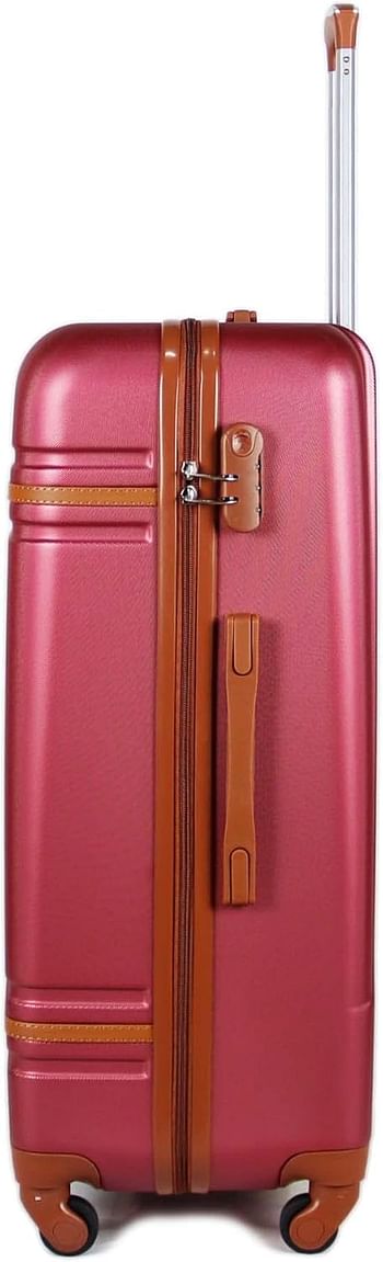 Luggage District Lines ABS Luggage Trolley Bag 1 Piece Big Size 28" inch, Red