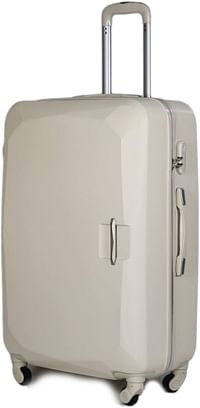 Luggage District Flat ABS Luggage Trolley Bag 1 Piece Small Size 20" inch, Milky White