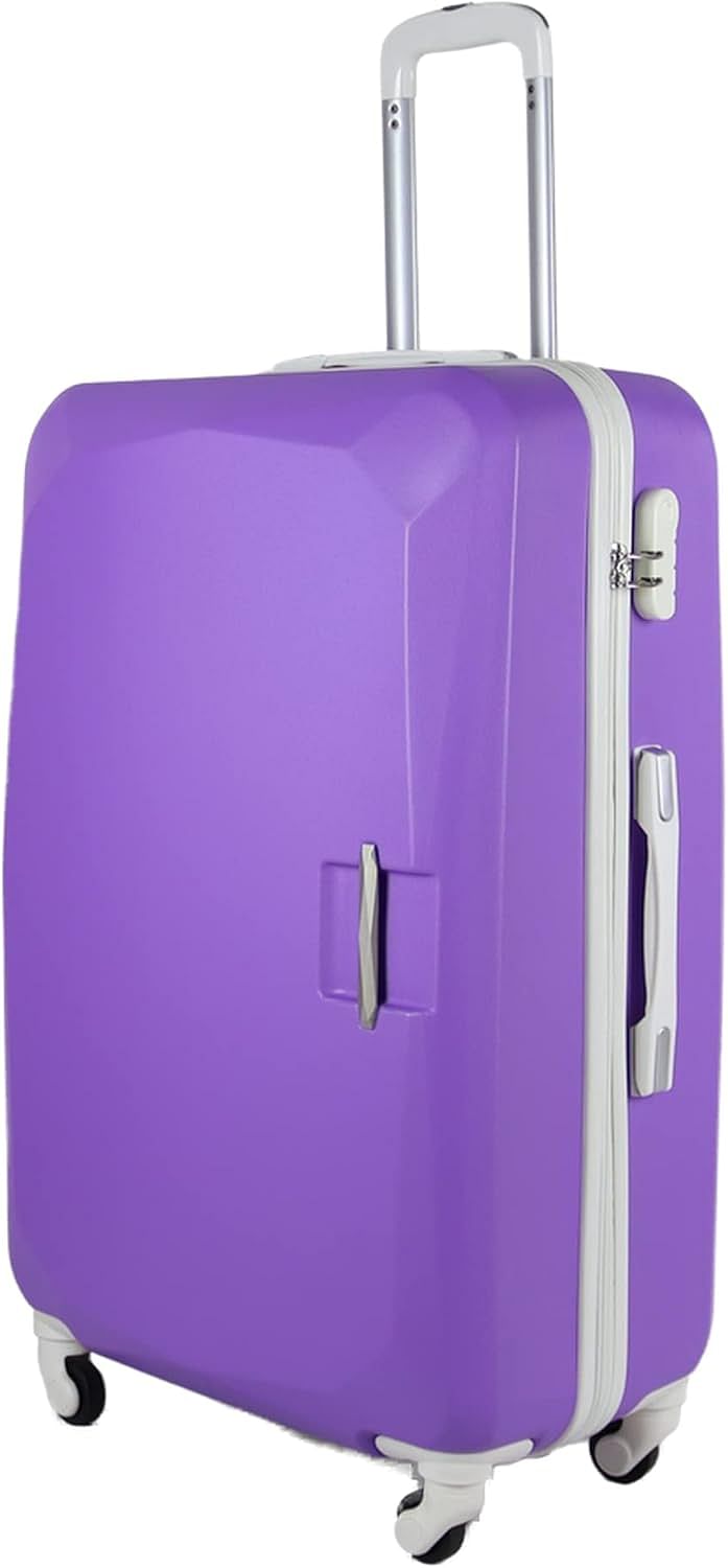 Luggage District Flat ABS Luggage Trolley Bag 1 Piece Small Size 20" inch, Purple