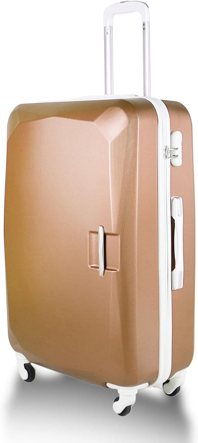 Luggage District Flat ABS Luggage Trolley Bag 1 Piece Small Size 20" inch, Rose Gold