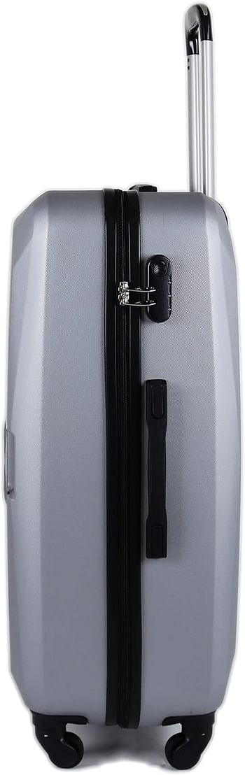 Luggage District Flat ABS Luggage Trolley Bag 1 Piece Small Size 20" inch, Silver