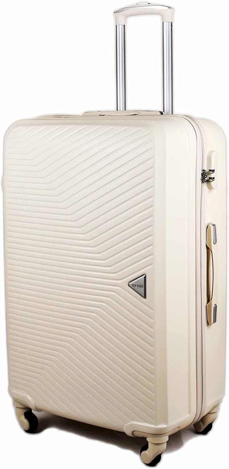 Luggage District Elegant ABS Luggage Trolley Bag 1 Piece Small Size 20" inch, Milky White