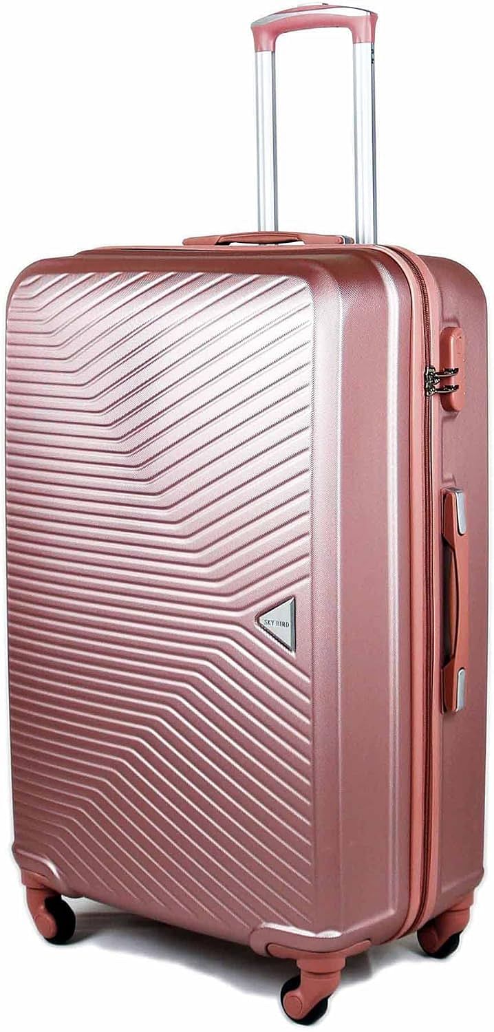 Luggage District Elegant ABS Luggage Trolley Bag 1 Piece Medium Size 24" inch, Rose Gold