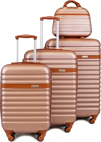 Luggage District Classic ABS Luggage Trolley Set 4 Piece, Rose Gold