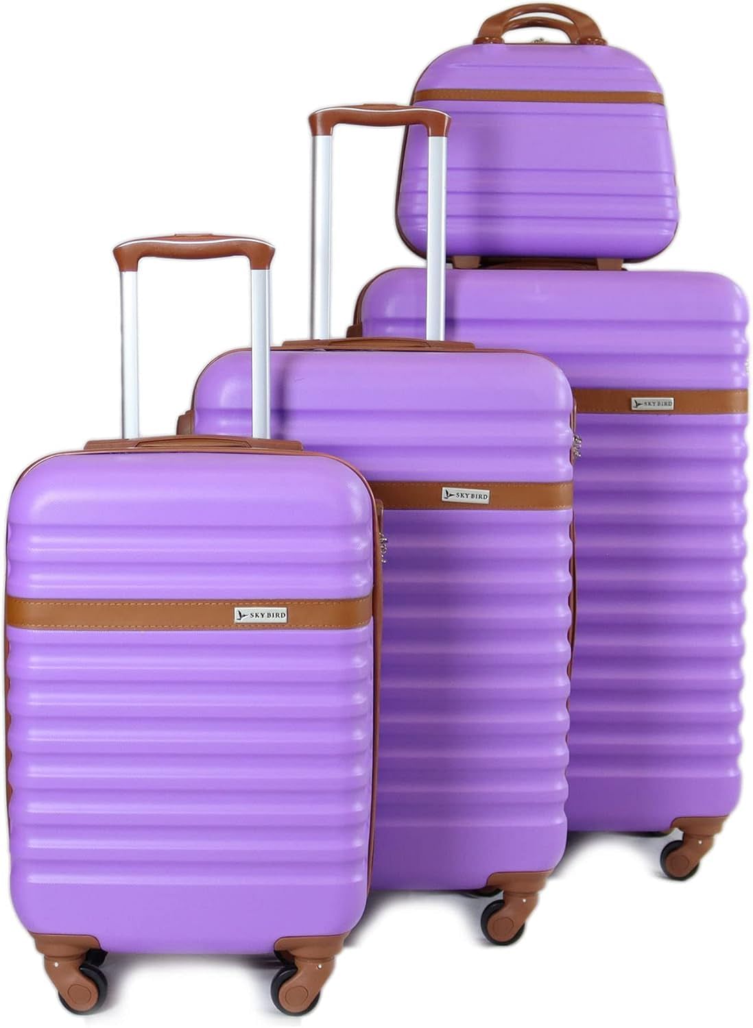 Luggage District Classic ABS Luggage Trolley Set 4 Piece, Purple