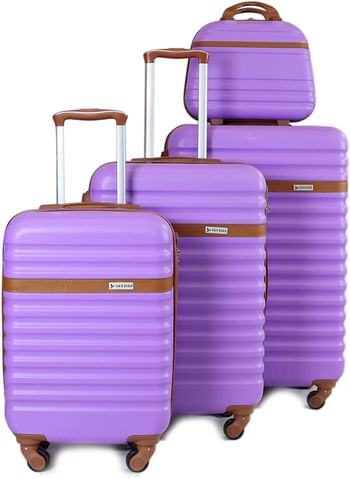 Luggage District Classic ABS Luggage Trolley Set 4 Piece, Milky White