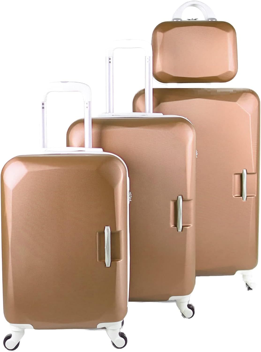 Luggage District Flat 4-Piece ABS Luggage Trolley Set, Rose Gold