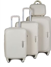 Luggage District Flat 4-Piece ABS Luggage Trolley Set, Milky White