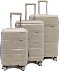 Luggage District Solid 3-Piece PP Luggage Trolley Set With TSA Lock, Silver