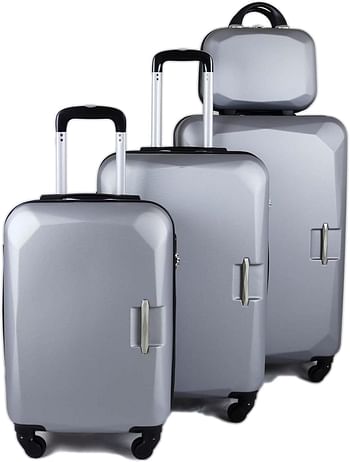 Luggage District Flat 4-Piece ABS Luggage Trolley Set, Red