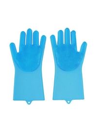 Silicone Scrubber Cleaning Gloves Blue