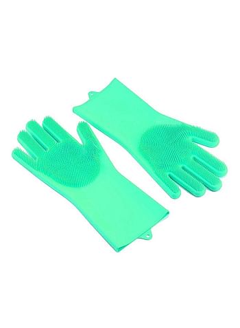 Generic Magic Silicone Gloves With Wash Scrubber Turquoise 240grams