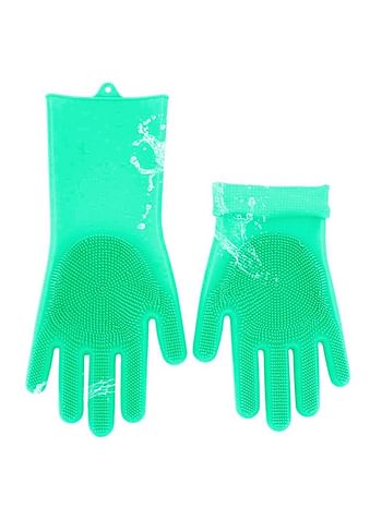 Generic Magic Silicone Gloves With Wash Scrubber Turquoise 240grams