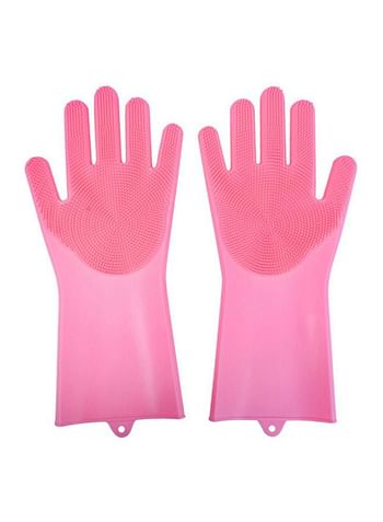 Generic Silicone Dish Washing Gloves Rose Red 16x14x12centimeter