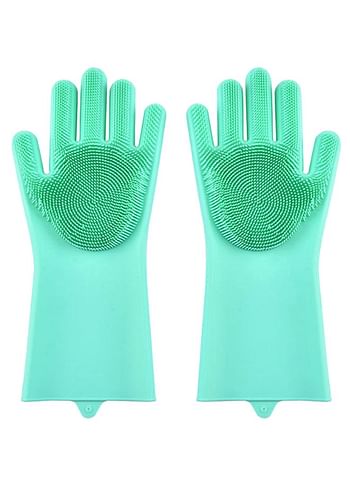 Temperature Resistant Waterproof Antiskid Dishwashing Glove Green 35 x 15.5cm