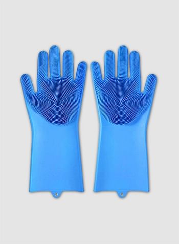 Heat Resistant Silicone Gloves Blue 15x6inch