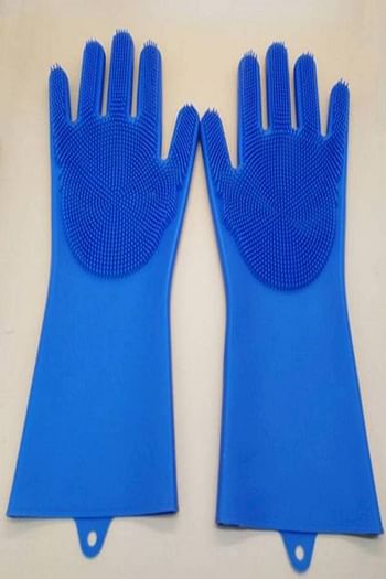 Heat Resistant Silicone Gloves Blue 15x6inch