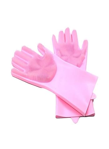 2-Piece Washing Scrubber Gloves Pink