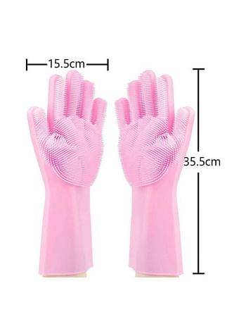 2-Piece Washing Scrubber Gloves Pink