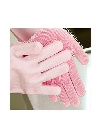 2-Piece Washing Scrubber Gloves Pink