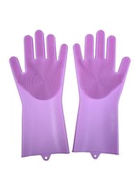 Silicone Dish Washing Gloves Purple 16x14x12centimeter