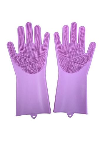 Silicone Dish Washing Gloves Purple 16x14x12centimeter